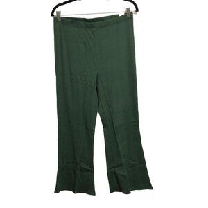 Aerie Womens Ribbed Flared Stretch Pull On Lounge Pants Green Size L